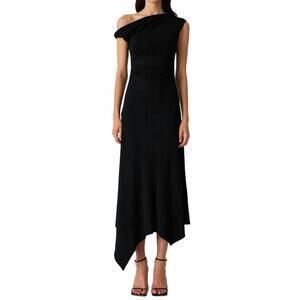 NEW MISHA women's alma matte jersey midi dress in black